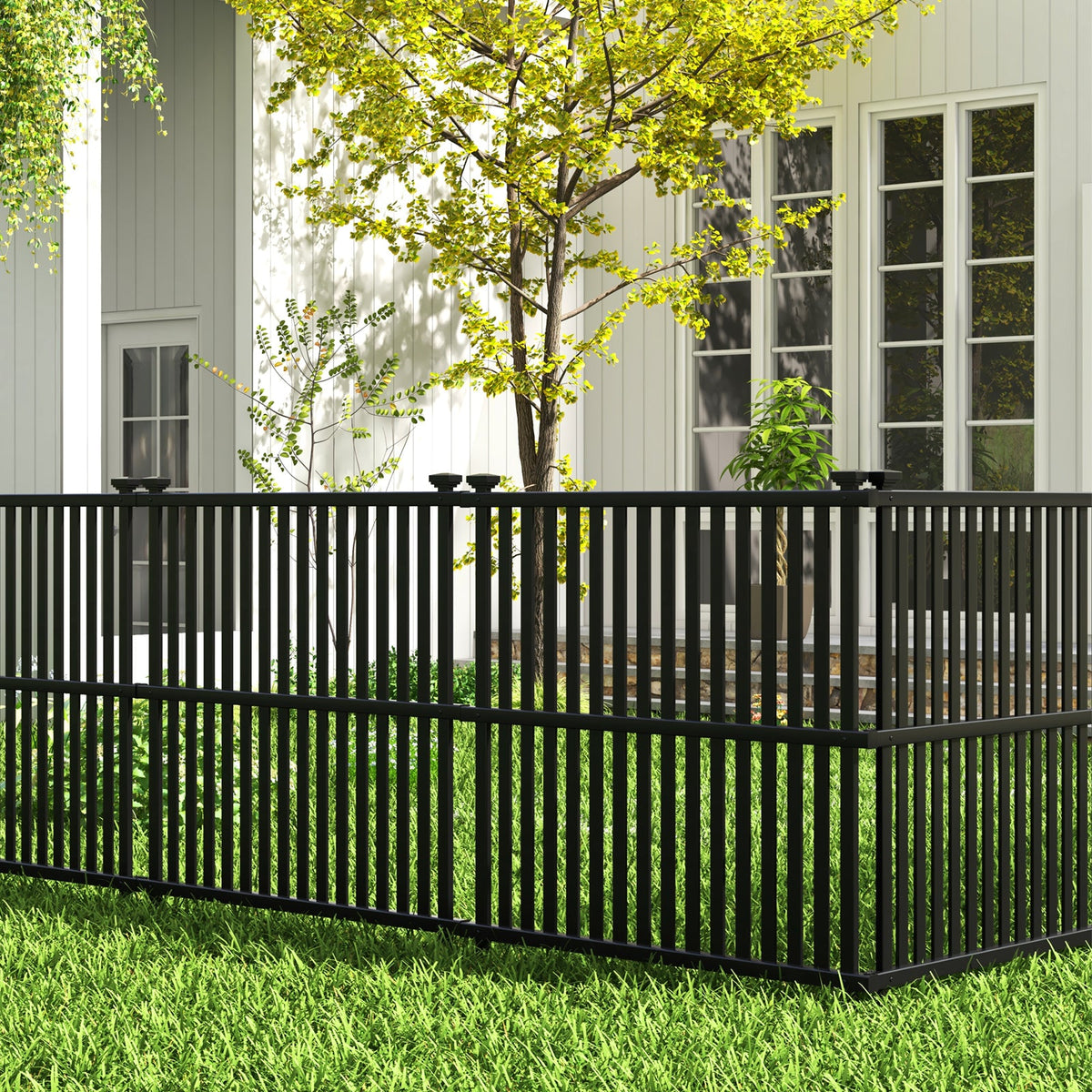 Lucktree Air Conditioner Fence 2/4 Panels - 45''W x 45''H Outdoor Fence Privacy Screen with Metal Stakes