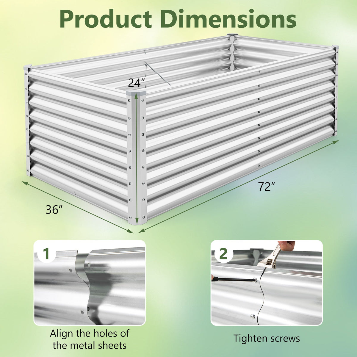 Lucktree 6x3x2ft Steel Planter Raised Bed, Protective Edges, Vegetables, Flowers Fruit Herb
