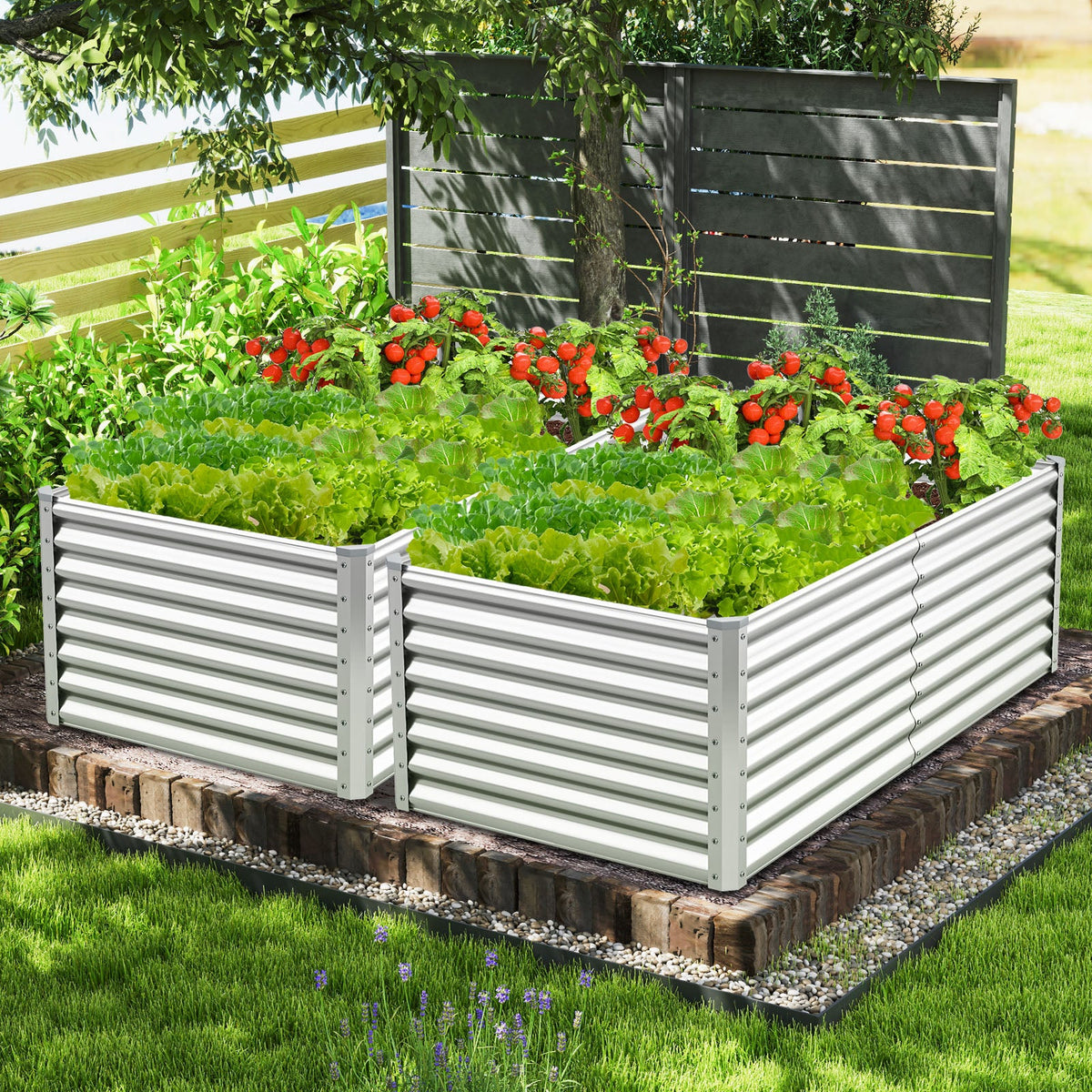 Lucktree 6x3x2ft Steel Planter Raised Bed, Protective Edges, Vegetables, Flowers Fruit Herb