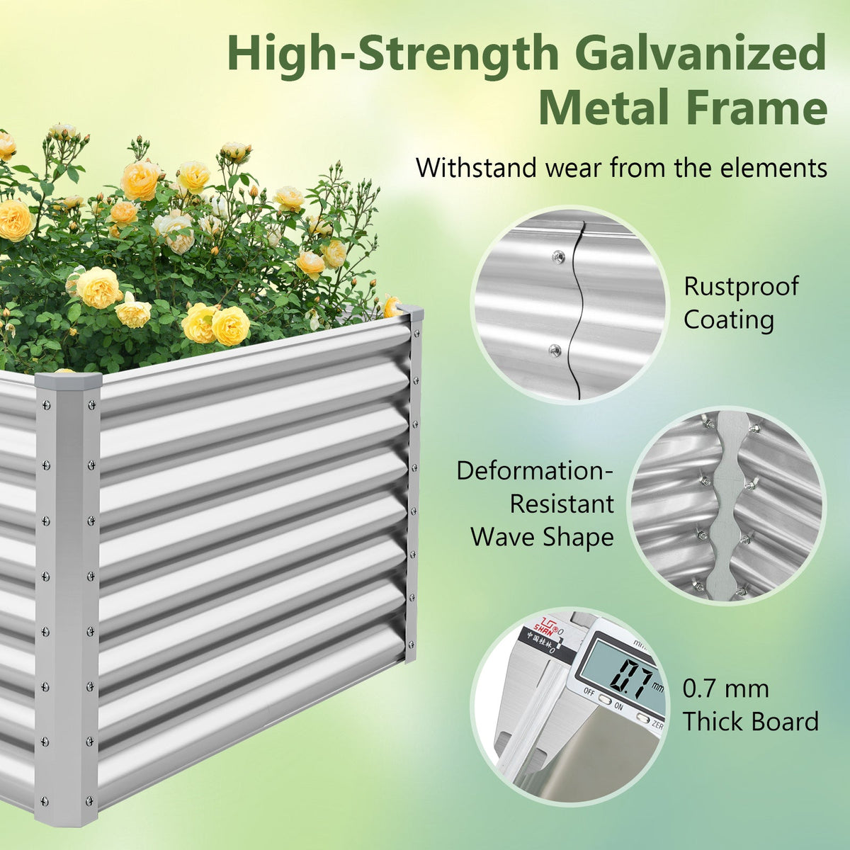 Lucktree 6x3x2ft Steel Planter Raised Bed, Protective Edges, Vegetables, Flowers Fruit Herb