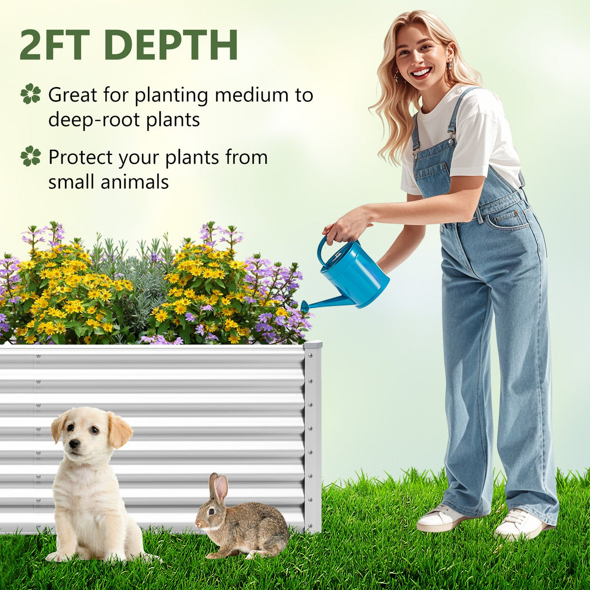 Lucktree 6x3x2ft Steel Planter Raised Bed, Protective Edges, Vegetables, Flowers Fruit Herb