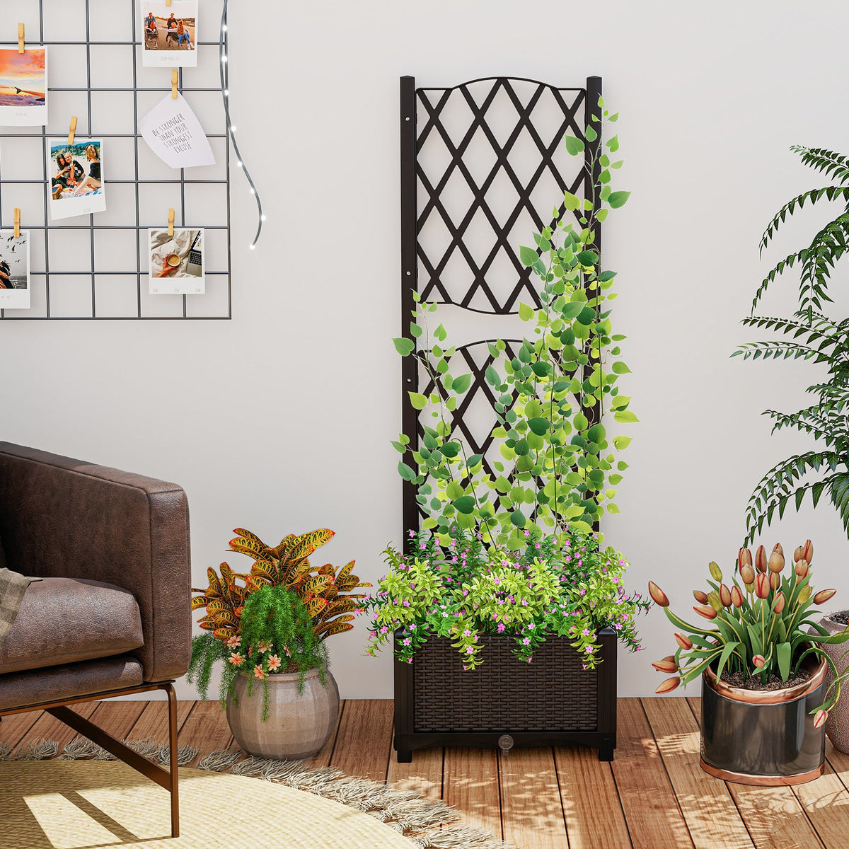 Lucktree Raised Garden Bed with Trellis