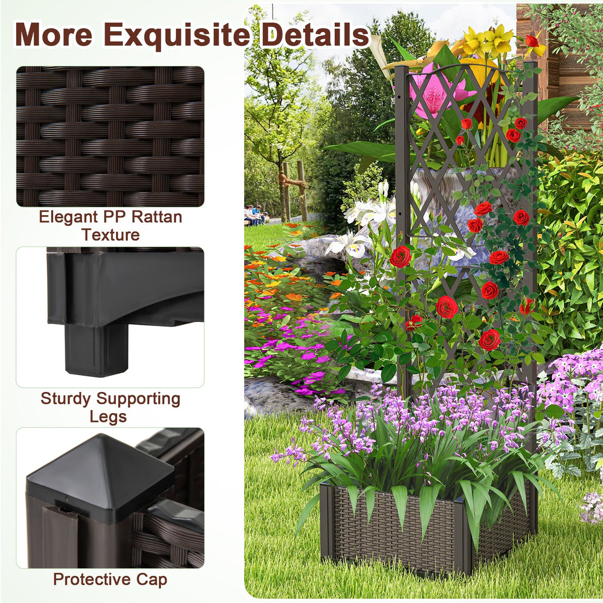 Lucktree Raised Garden Bed with Trellis
