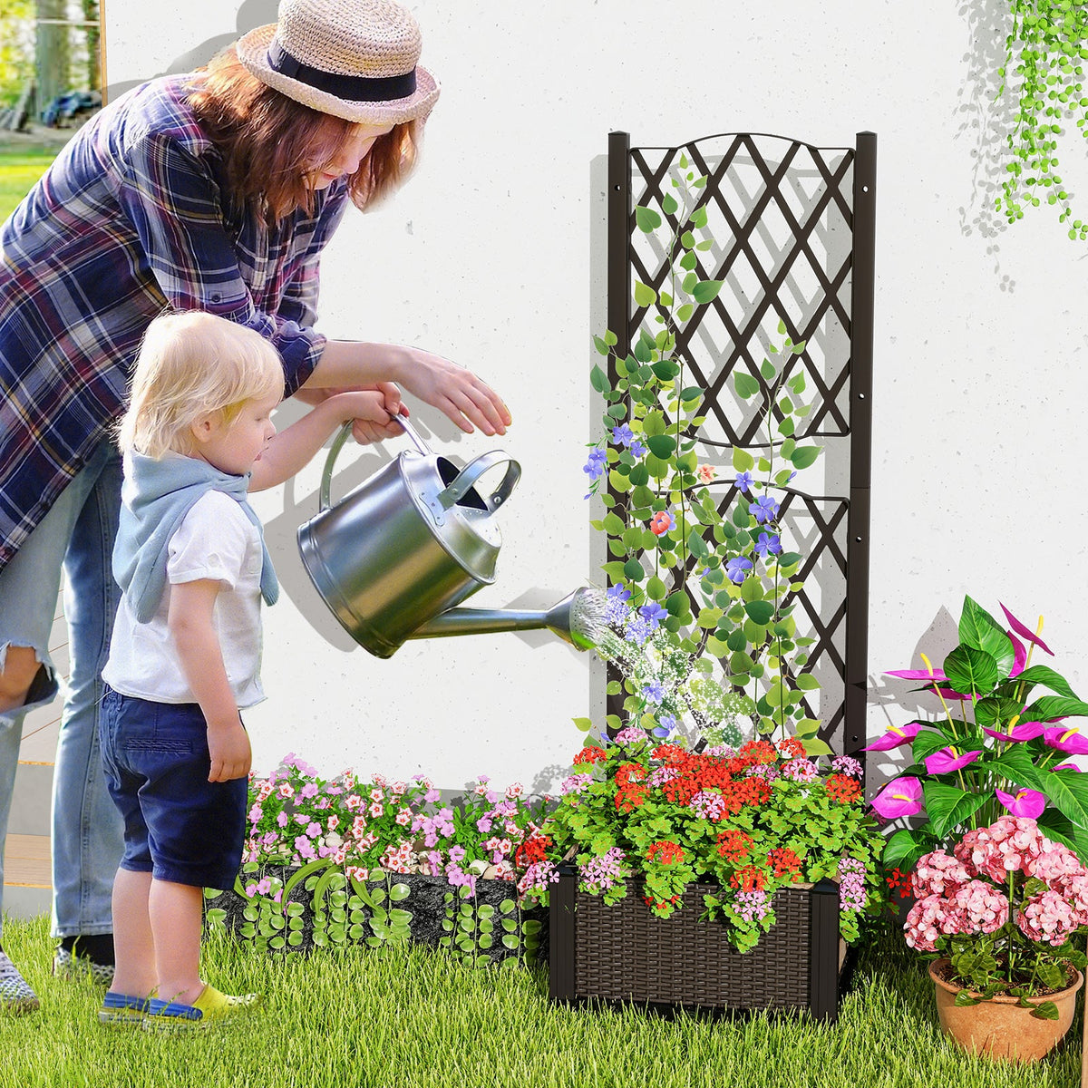 Lucktree Raised Garden Bed with Trellis