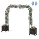 6.6 FT Garden Arch Trellis with 2 Planter Boxes, Outdoor Arbor Archway for Climbing Plants