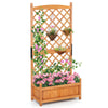 Lucktree 60” Wooden Planter Container with Drainage Holes Trellis