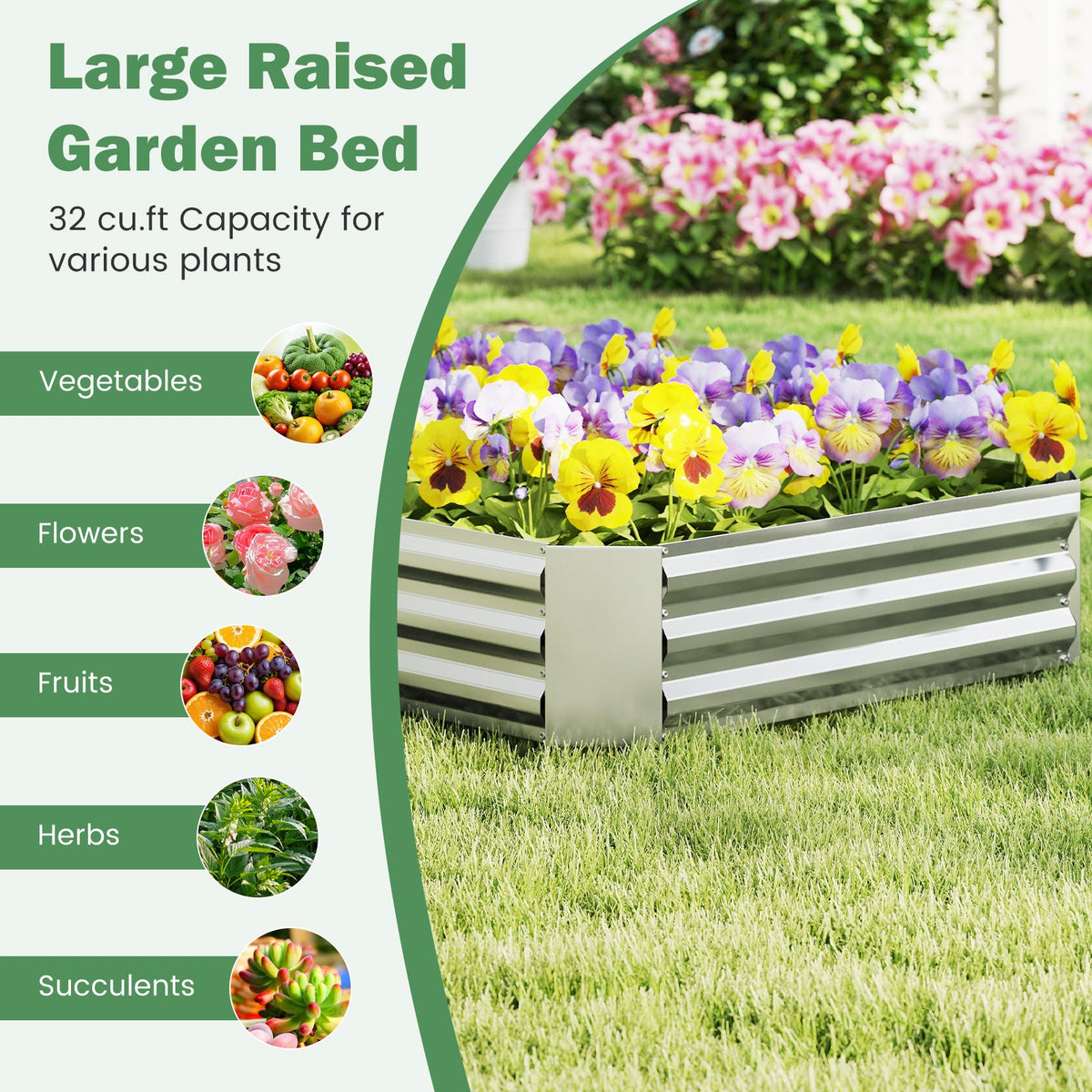 Lucktree Galvanized Raised Garden Bed
