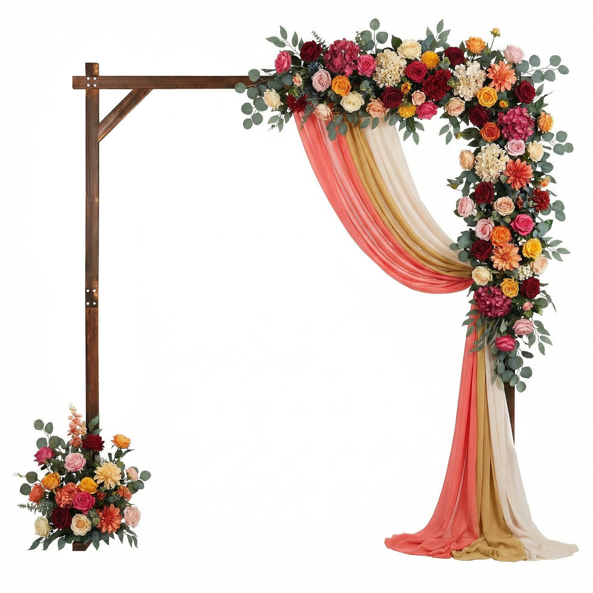 Lucktree Wooden Wedding Arch for Ceremony, 7.2 FT Square Solid Wood Arbor for Wedding Backdrop Stand