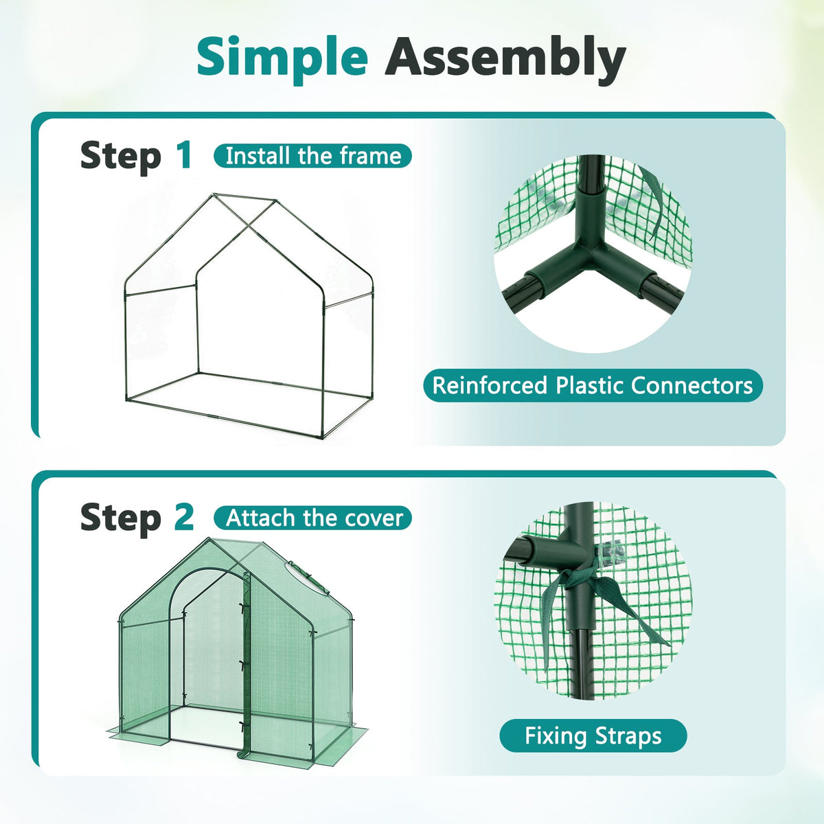 Lucktree 6x3x5.5 FT Mini Walk-in Greenhouse, with Roll-up Zippered Door & Window, Overlong PE Cover