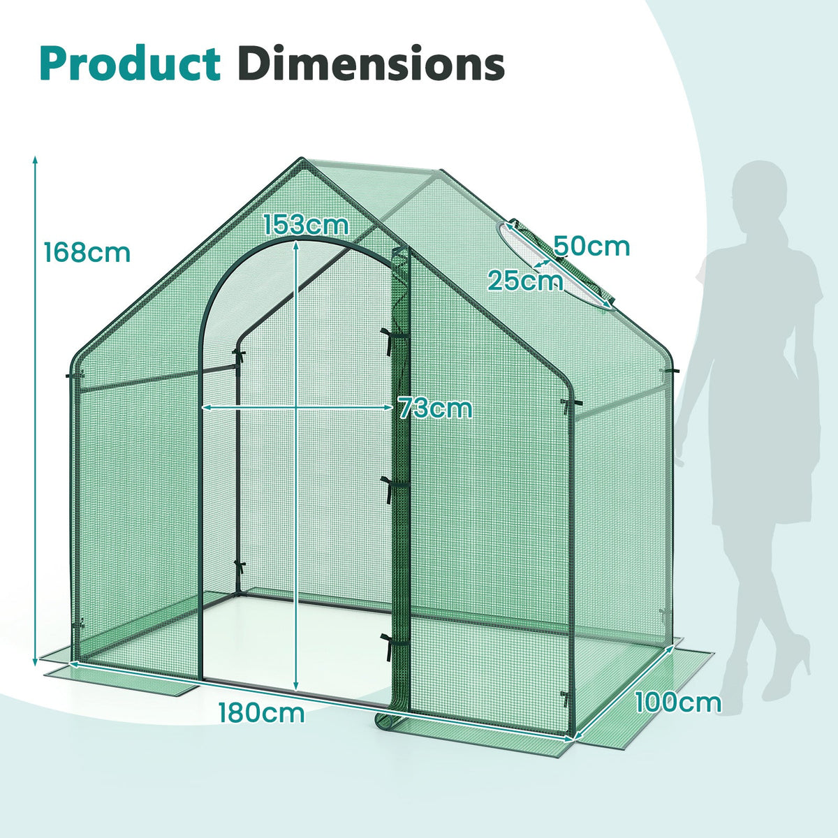 Lucktree 6x3x5.5 FT Mini Walk-in Greenhouse, with Roll-up Zippered Door & Window, Overlong PE Cover