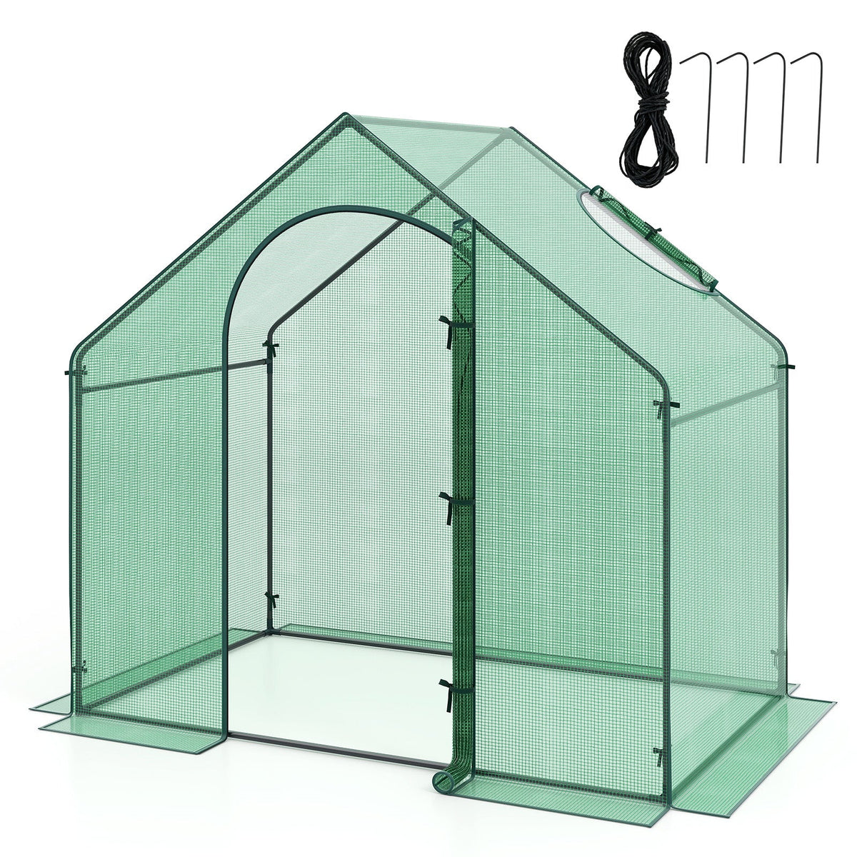 Lucktree 6x3x5.5 FT Mini Walk-in Greenhouse, with Roll-up Zippered Door & Window, Overlong PE Cover