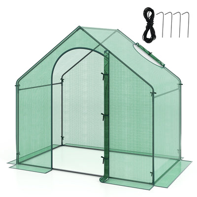 Lucktree 6x3x5.5 FT Mini Walk-in Greenhouse, with Roll-up Zippered Door & Window, Overlong PE Cover