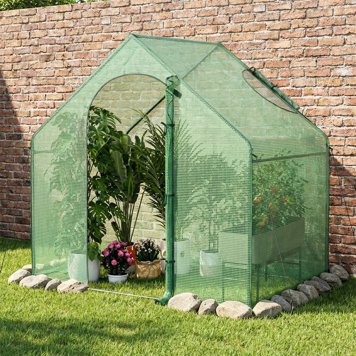 Lucktree 6x3x5.5 FT Mini Walk-in Greenhouse, with Roll-up Zippered Door & Window, Overlong PE Cover