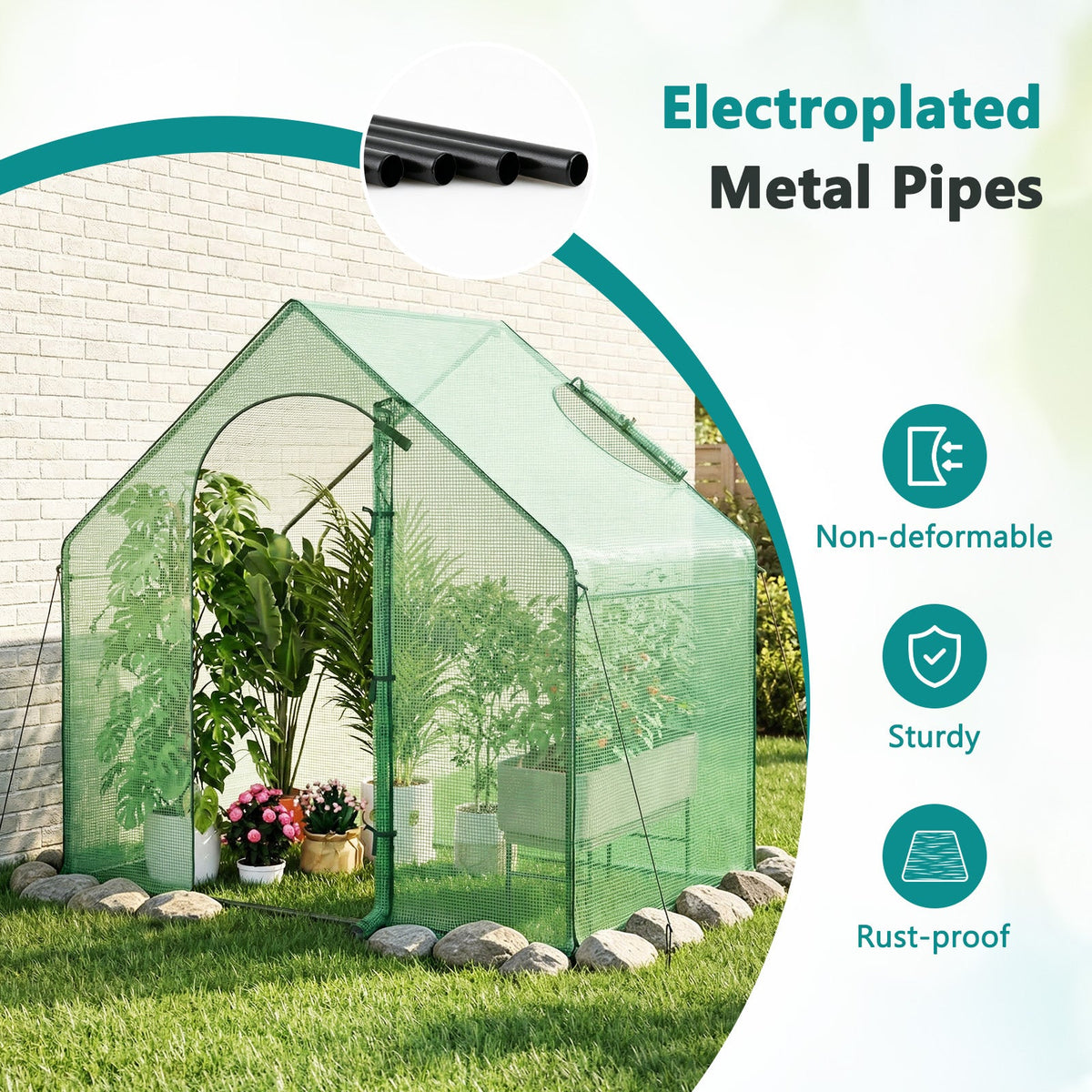 Lucktree 6x3x5.5 FT Mini Walk-in Greenhouse, with Roll-up Zippered Door & Window, Overlong PE Cover