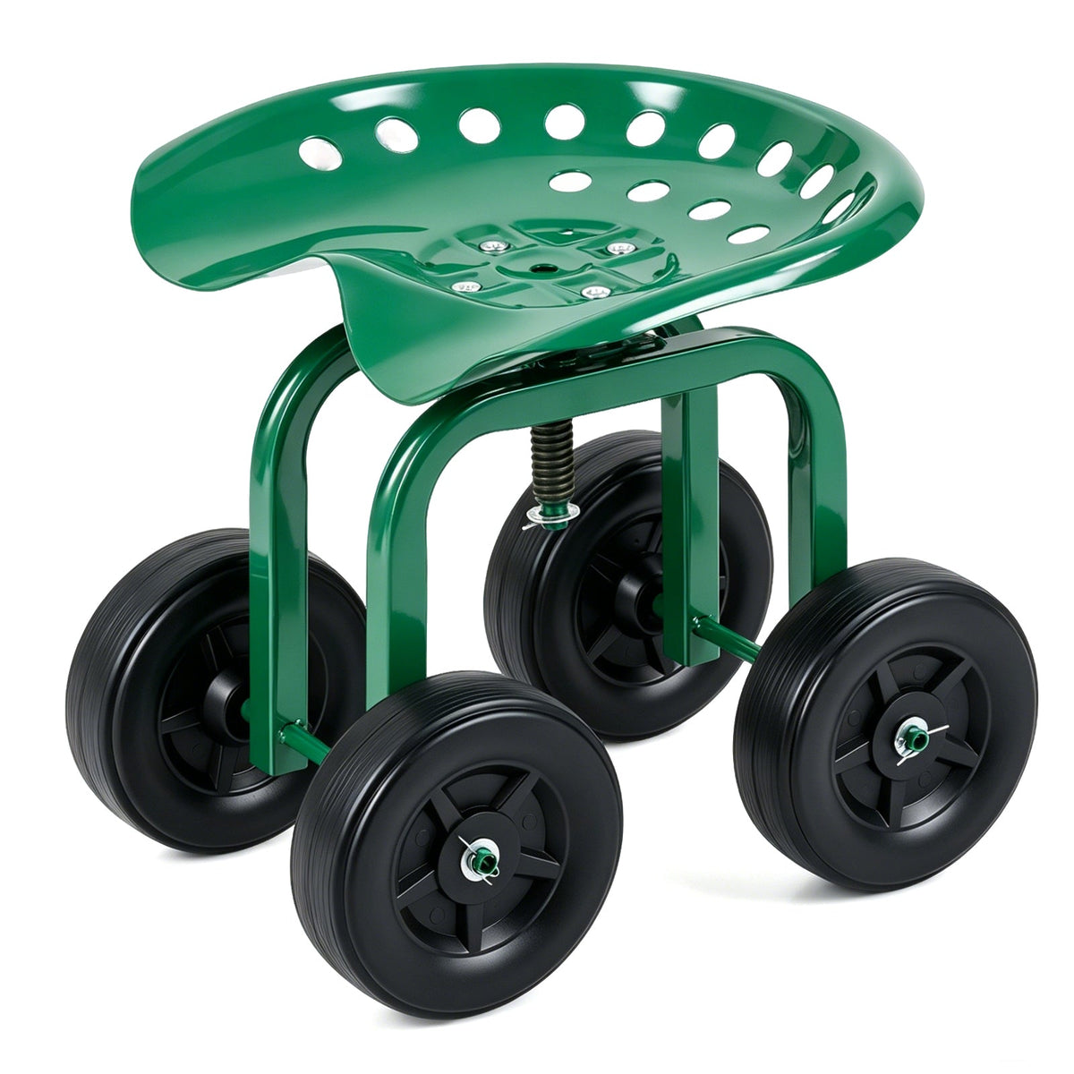 Lucktree Garden Cart, Rolling Workseat with 4 Wheels, Garden Stool 360-degree Swivel Work Seat & Adjustable Heigh