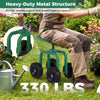 Lucktree Garden Cart, Rolling Workseat with 4 Wheels, Garden Stool 360-degree Swivel Work Seat & Adjustable Heigh