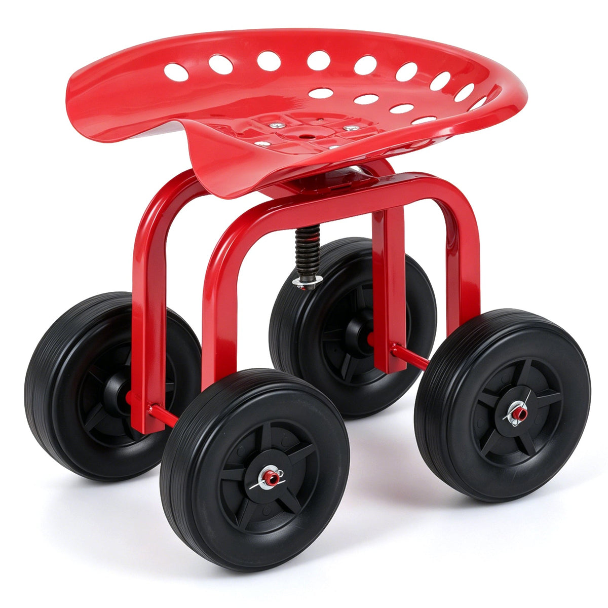 Lucktree Garden Cart, Rolling Workseat with 4 Wheels, Garden Stool 360-degree Swivel Work Seat & Adjustable Heigh