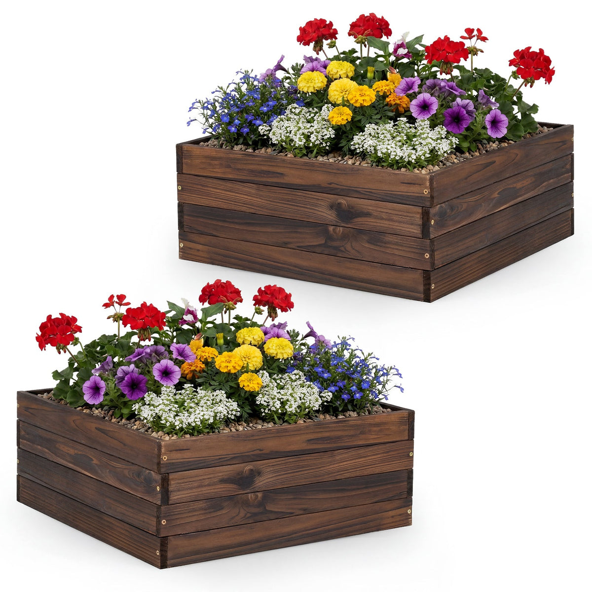 Lucktree 23" x 23" Square Wooden Raised Garden Bed (1/2)