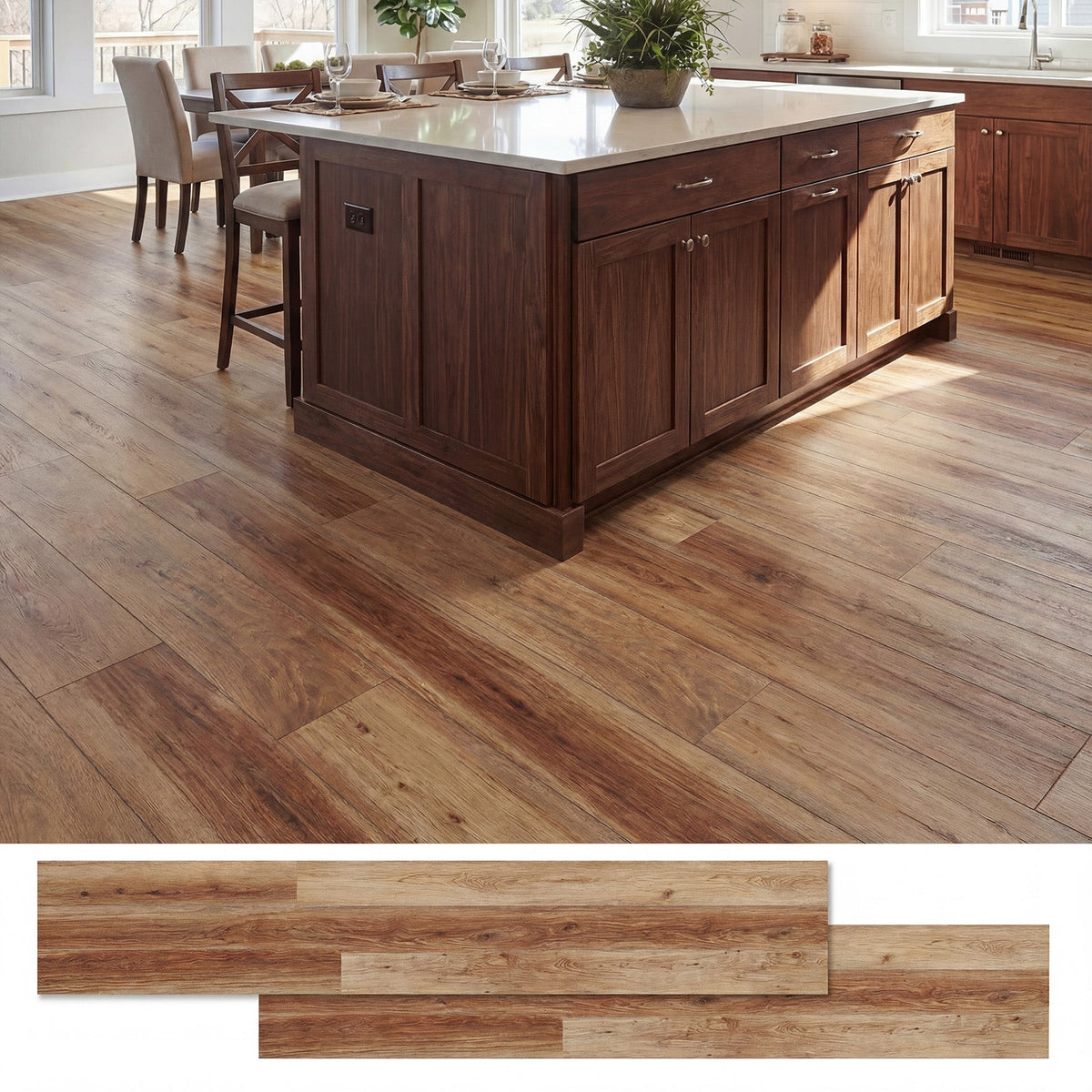 Lucktree 24/48-Pack Vinyl Flooring Planks 36" x 6", 36/72 Sq.Ft