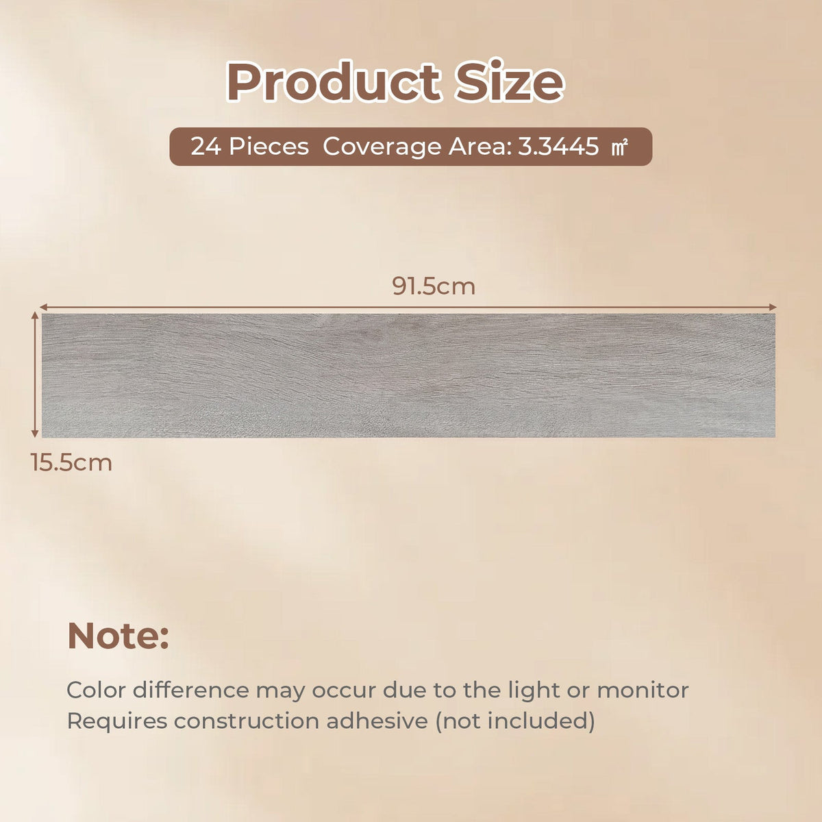 Lucktree 24/48-Pack Vinyl Flooring Planks 36" x 6", 36/72 Sq.Ft