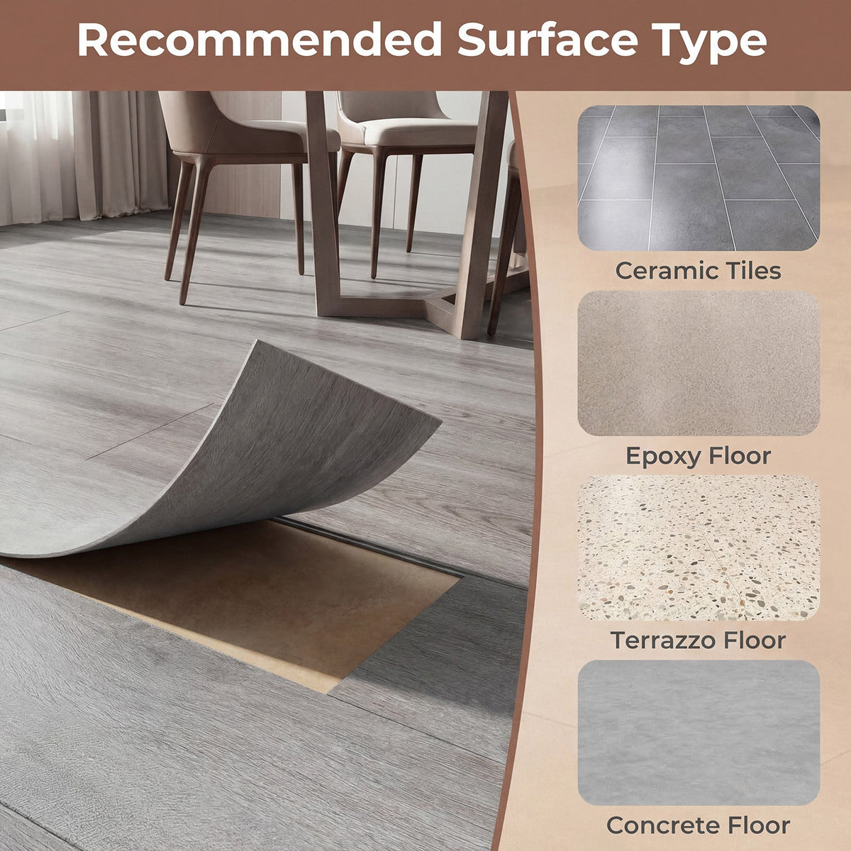 Lucktree 24/48-Pack Vinyl Flooring Planks 36" x 6", 36/72 Sq.Ft