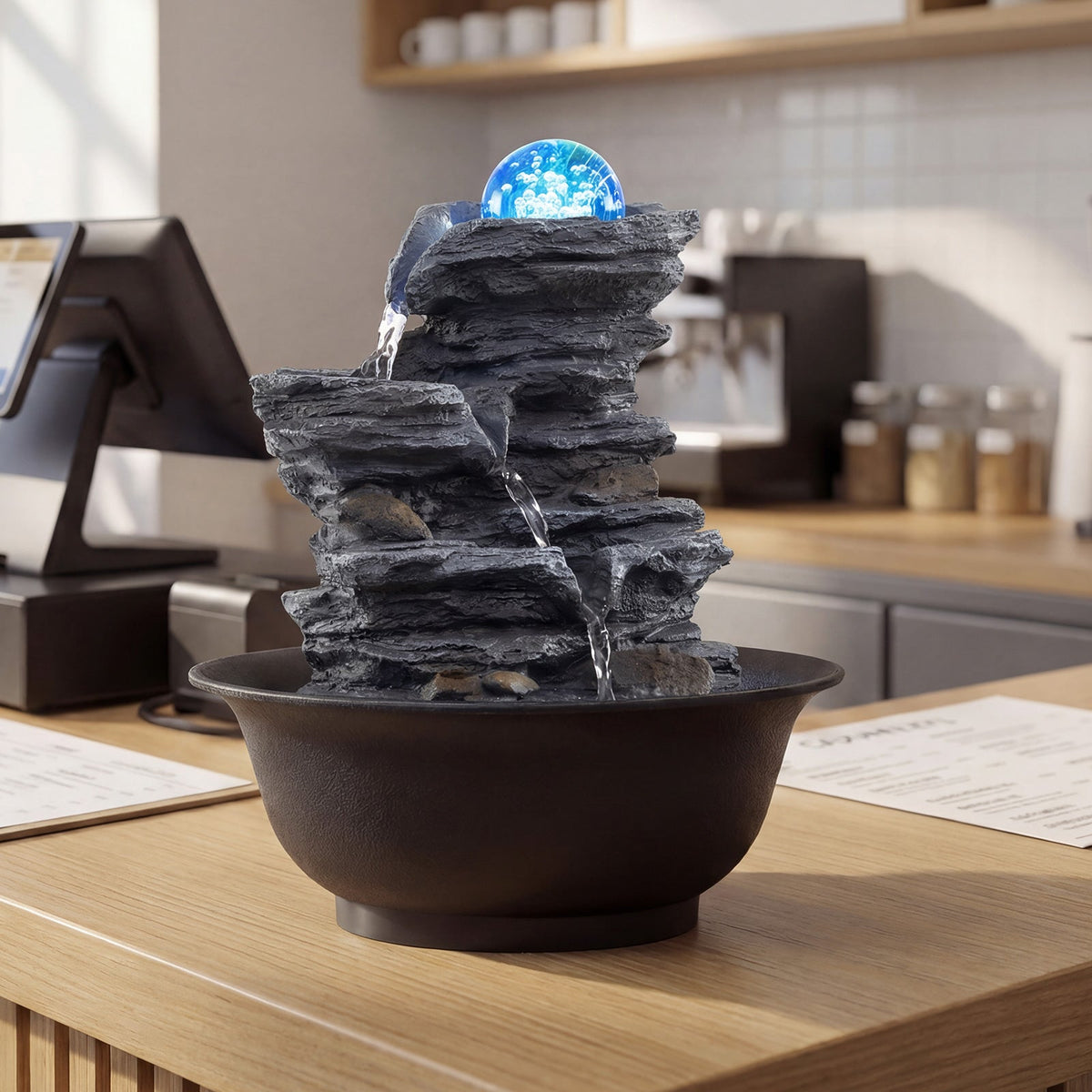 Lucktree Tabletop Water Fountain with LED Lights