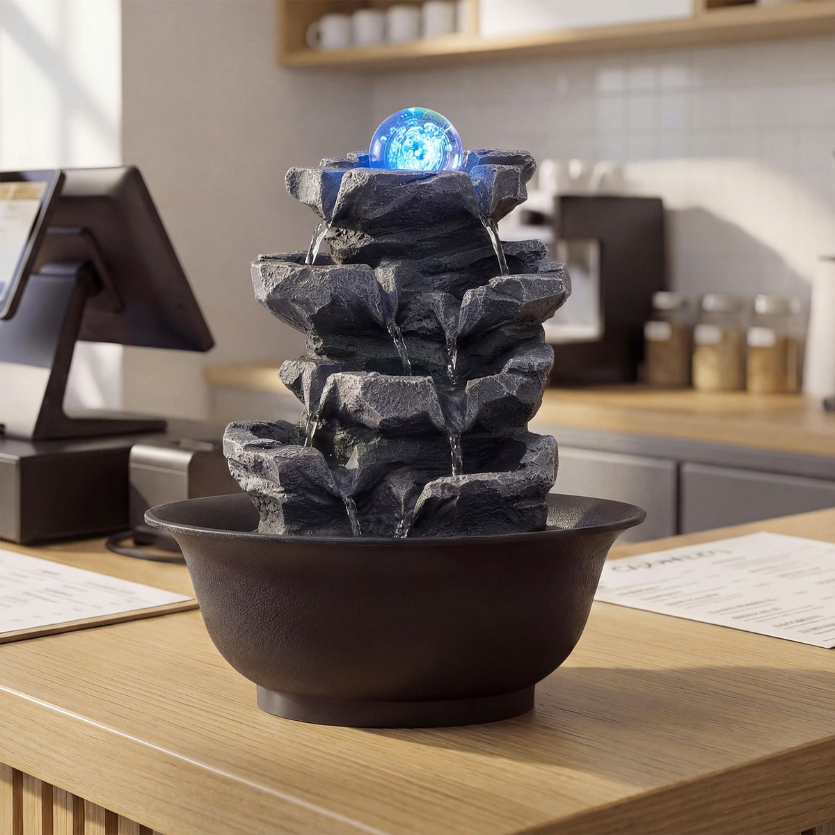 Lucktree Tabletop Water Fountain with LED Lights