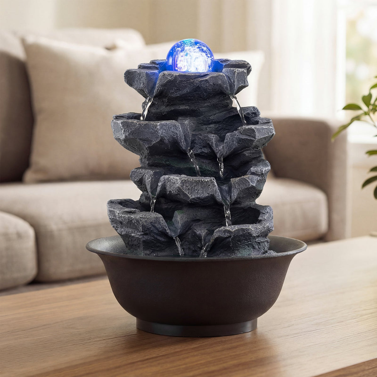 Lucktree Tabletop Water Fountain with LED Lights