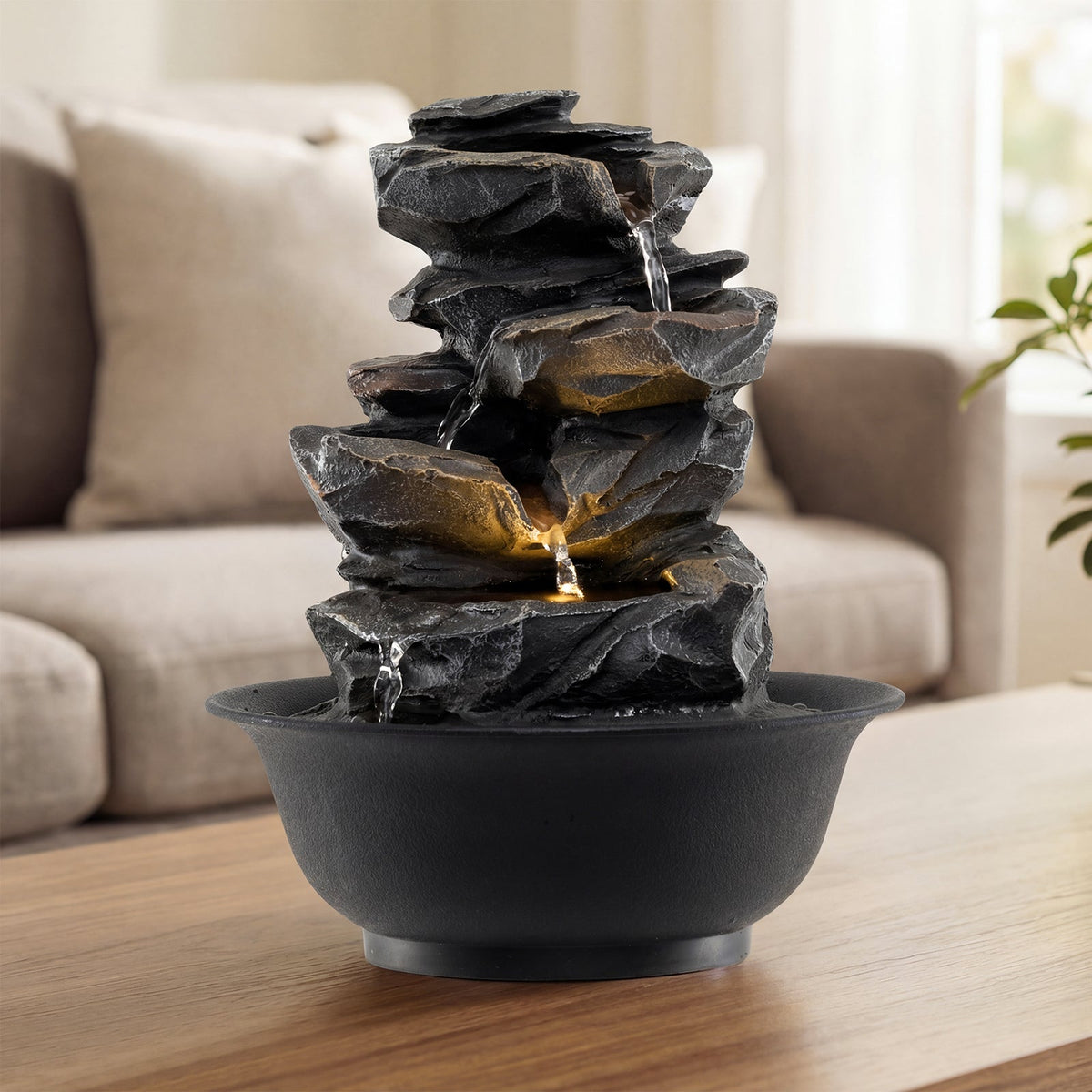 Lucktree Tabletop Water Fountain with LED Lights