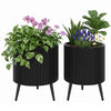 Lucktree Set of 2 Flower Pots with Stand with Drainage Holes