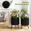 Lucktree Set of 2 Flower Pots with Stand with Drainage Holes