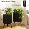 Lucktree Set of 2 Flower Pots with Stand with Drainage Holes
