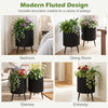 Lucktree Set of 2 Flower Pots with Stand with Drainage Holes