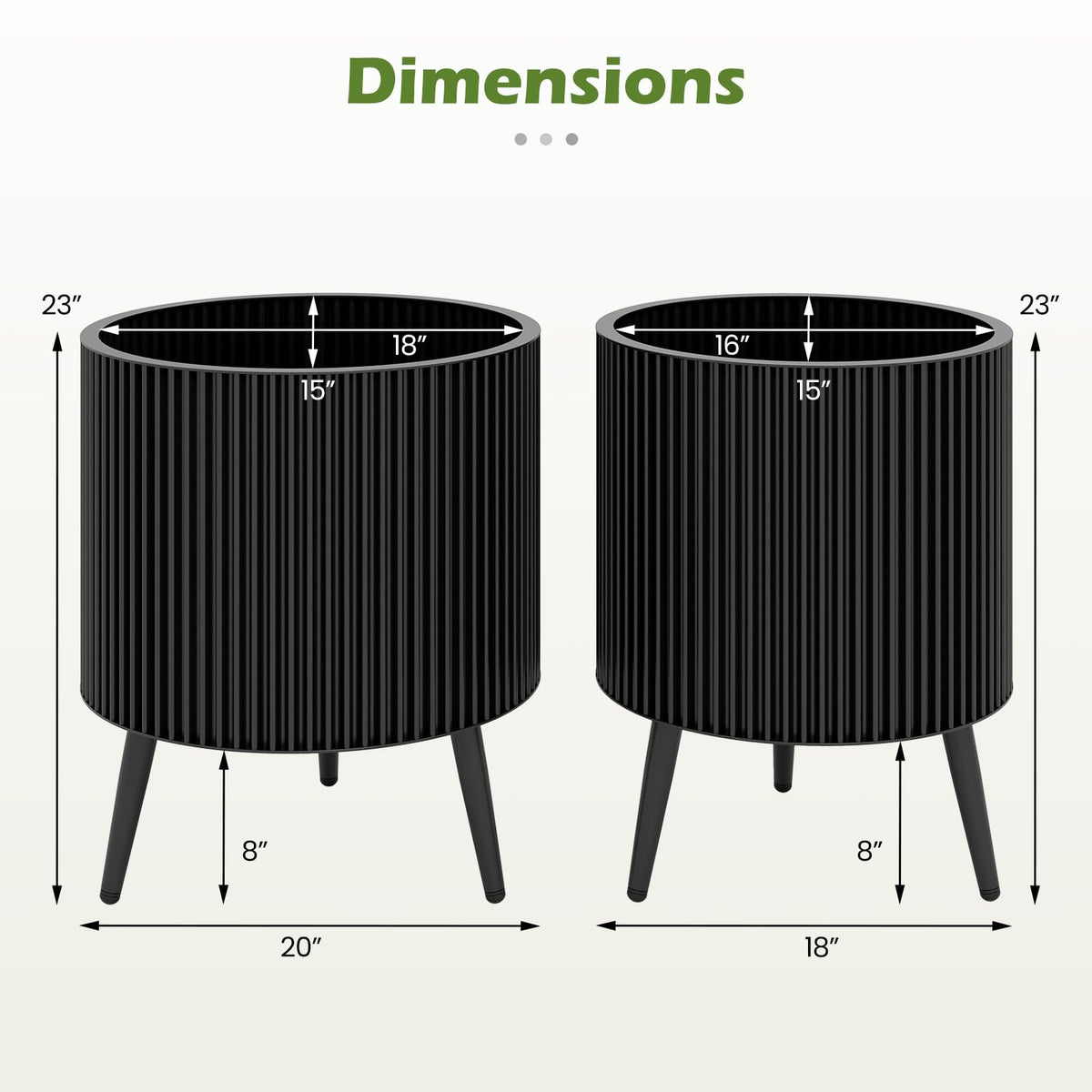 Lucktree Set of 2 Flower Pots with Stand with Drainage Holes