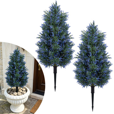 Lucktree 2 Pack Artificial Lavender/Cypress Topiary Trees with Ground Spikes