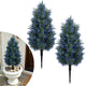 Lucktree 2 Pack Artificial Lavender/Cypress Topiary Trees with Ground Spikes