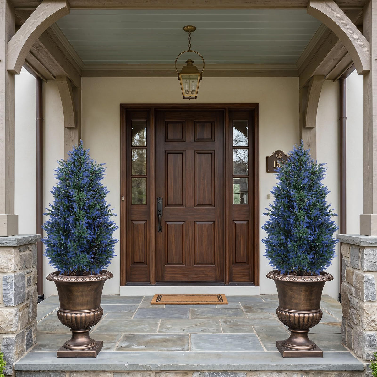 Lucktree 2 Pack Artificial Lavender/Cypress Topiary Trees with Ground Spikes