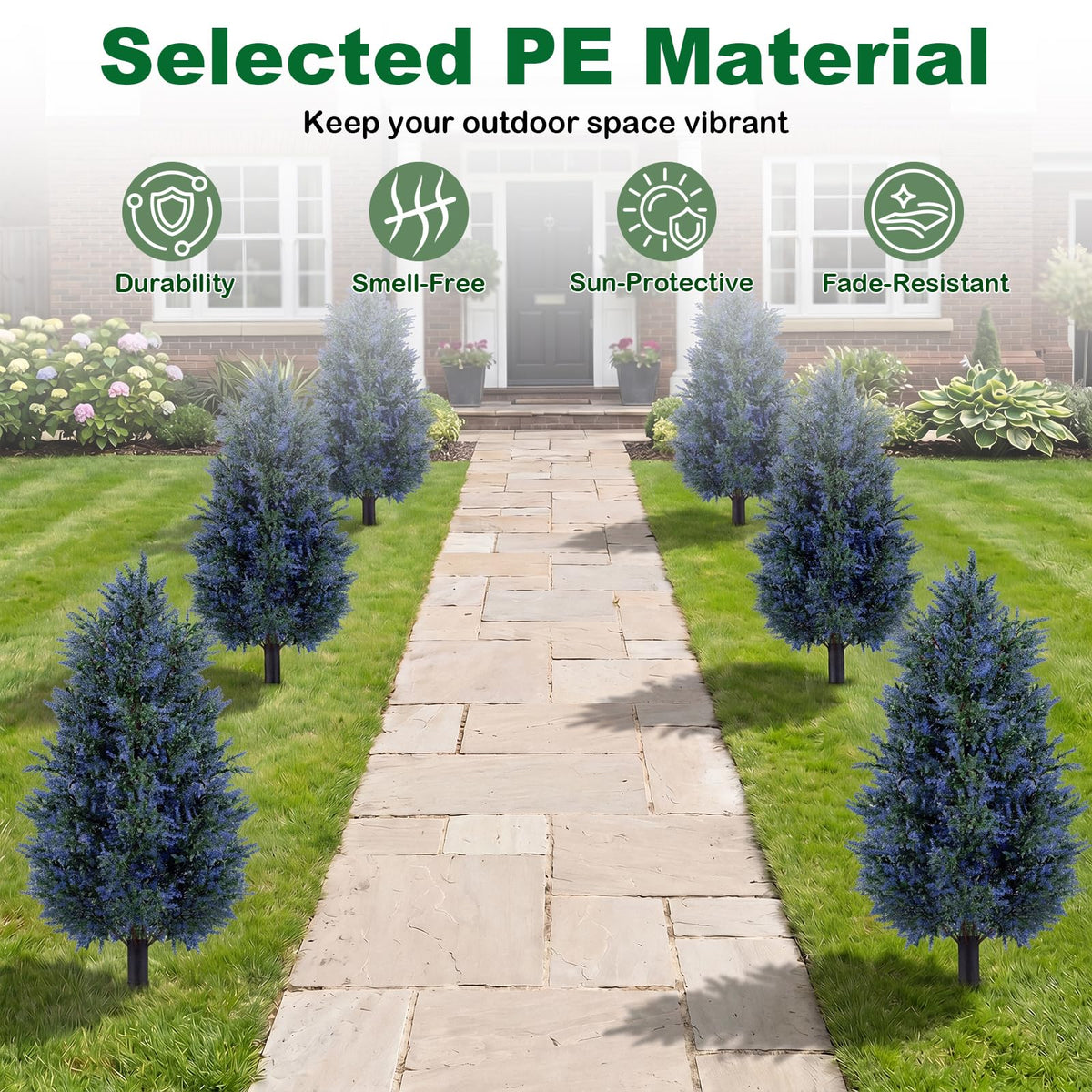 Lucktree 2 Pack Artificial Lavender/Cypress Topiary Trees with Ground Spikes