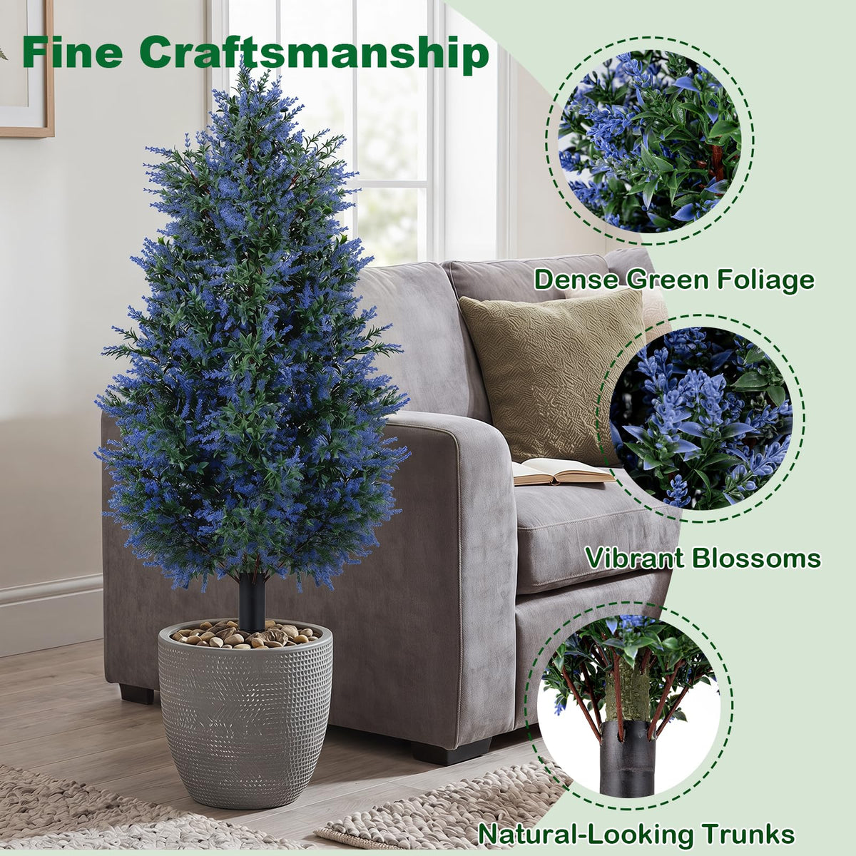 Lucktree 2 Pack Artificial Lavender/Cypress Topiary Trees with Ground Spikes