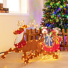Lucktree 5.6 FT Lighted Christmas Reindeer with Sleigh Decoration