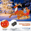 Lucktree 5.6 FT Lighted Christmas Reindeer with Sleigh Decoration