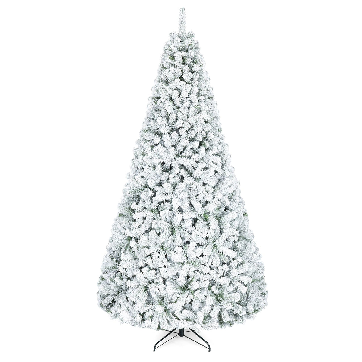 Lucktree 6FT/9FT Artificial Christmas Tree Unlit Flocked Xmas Tree with Full Branch Tips & Folding Metal Stand