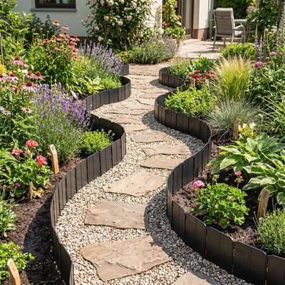 Lucktree 70 Pcs Garden Landscape Edging Border with Interlocking Panels
