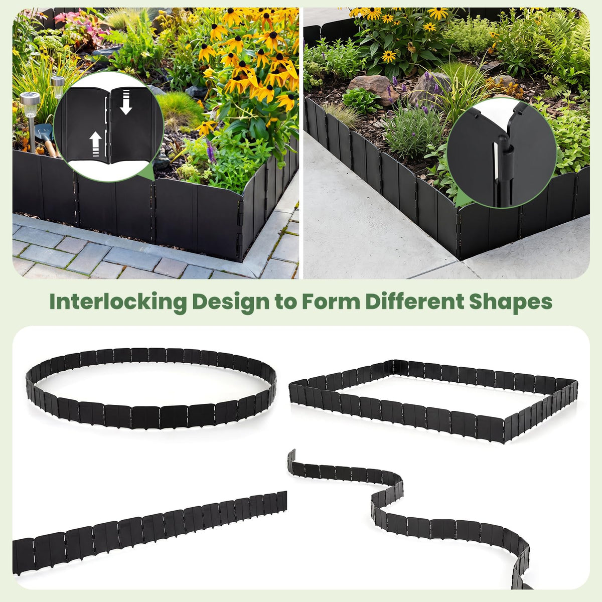 Lucktree 70 Pcs Garden Landscape Edging Border with Interlocking Panels