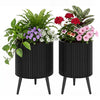 Lucktree Set of 2 Flower Pots with Stand with Drainage Holes