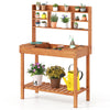Lucktree Garden Potting Bench Table, Large Workbench Table with Shelves, 43.5"x19.5"x 60.5"
