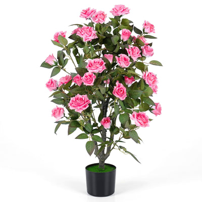 Lucktree 35.5" Artificial Rose Tree with 32 Blooming Flowers | Free Maintenance