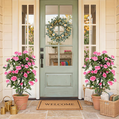 Lucktree 35.5" Artificial Rose Tree with 32 Blooming Flowers | Free Maintenance