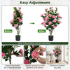 Lucktree 39.5" Artificial Camellia Tree | Faux Flower Plant Tree in Cement-Filled Pot with Blossoms