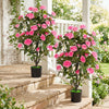 Lucktree 35.5" Artificial Rose Tree with 32 Blooming Flowers | Free Maintenance